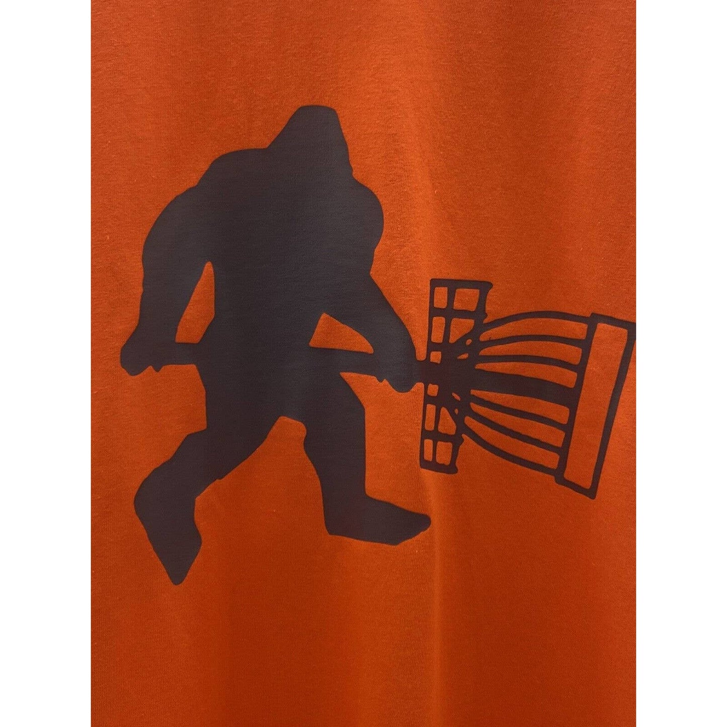 Disc Golf Shirt SASQUATCH Carrying BASKET Vinyl Custom Logo XL T-Shirt ORANGE