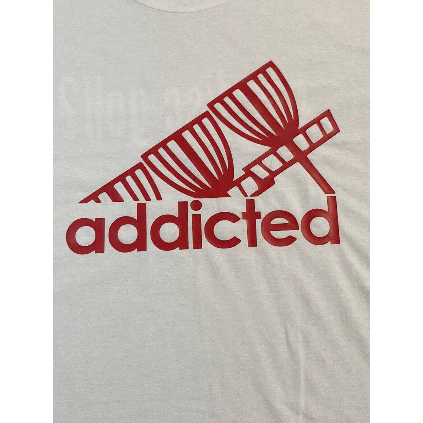 Disc Golf Shirt ADDICTED Basket Red Logo L Graphic T-Shirt Gildan White