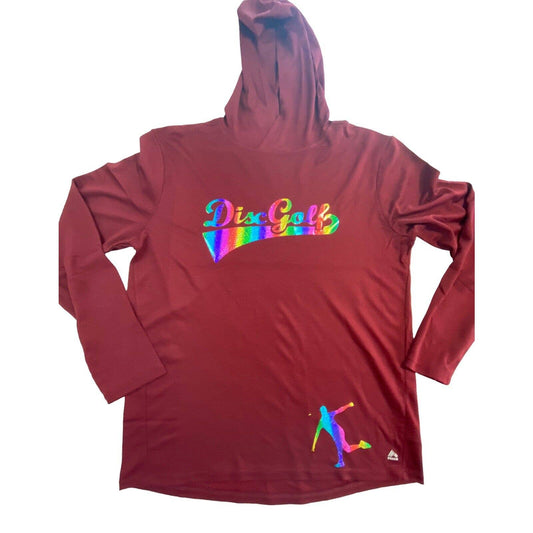 Disc Golf L/S Hooded Shirt L Holographic Logo Jersey Outdoor Active Discgolf