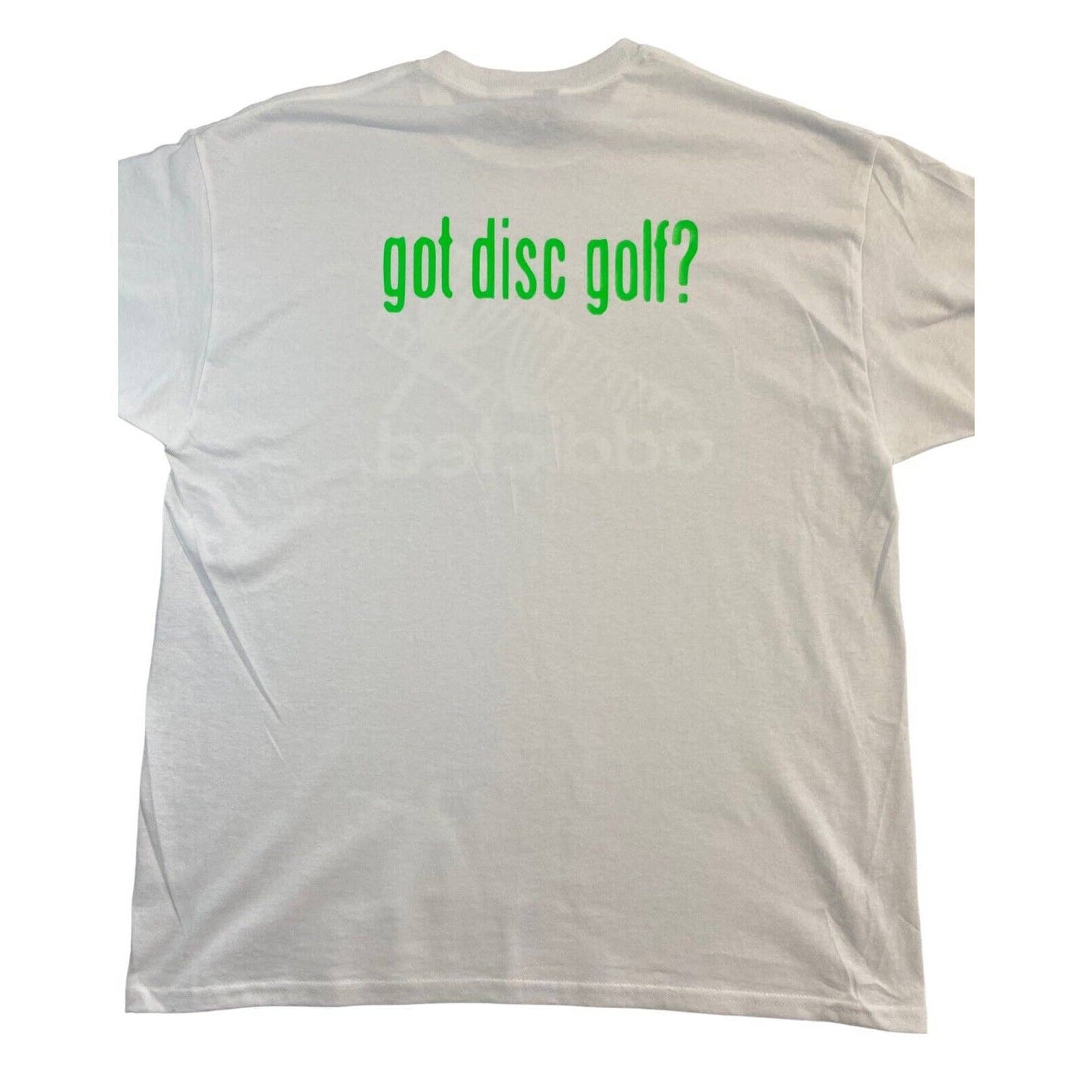 Disc Golf Shirt ADDICTED Baskets GREEN Logo XL Graphic T-Shirt Gildan White