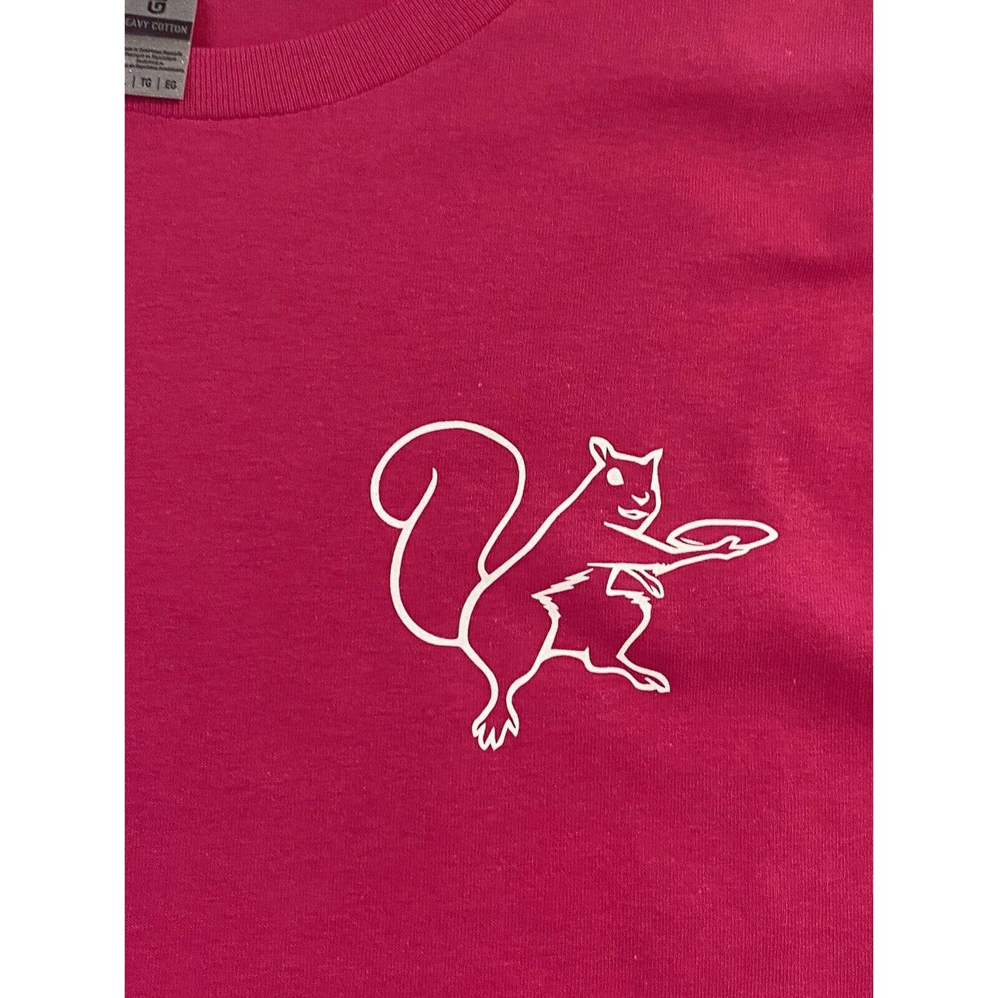 Disc Golf Shirt Basket Tree Scene SQUIRREL XL Graphic T-Shirt Gildan HOT PINK