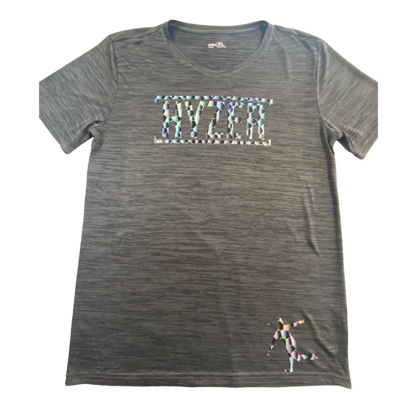 Disc Golf Shirt HOLOGRAPHIC HYZER Logo Unisex Jersey Active XL Grey Dri Fit