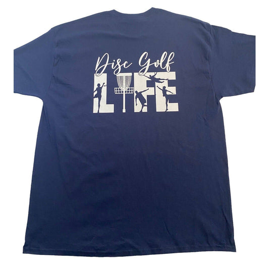 Disc Golf Shirt Disc GOLF LIFE Vinyl Logo XL Graphic T-Shirt Gildan BLUE