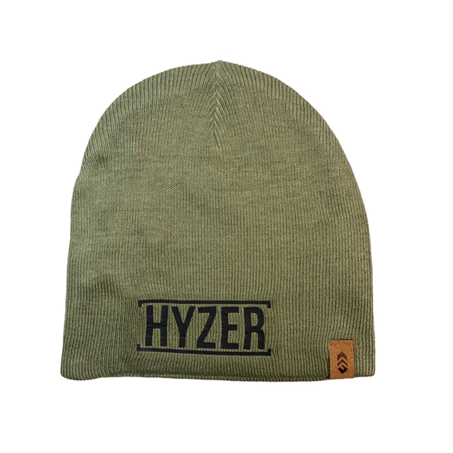 Disc Golf Affair HYZER Logo Knit Beanie Winter Disc Golf Hat OLIVE