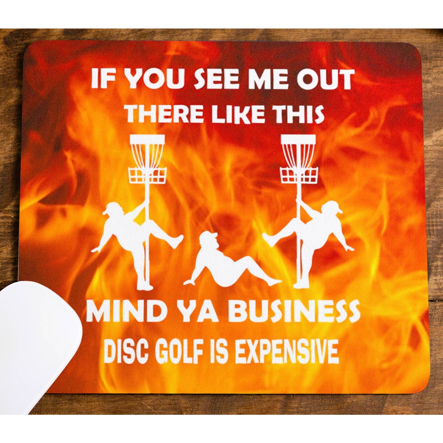 Disc Golf Funny Stripper Man FLAMING Mousepad Mouse Pad Computer Golf Gift