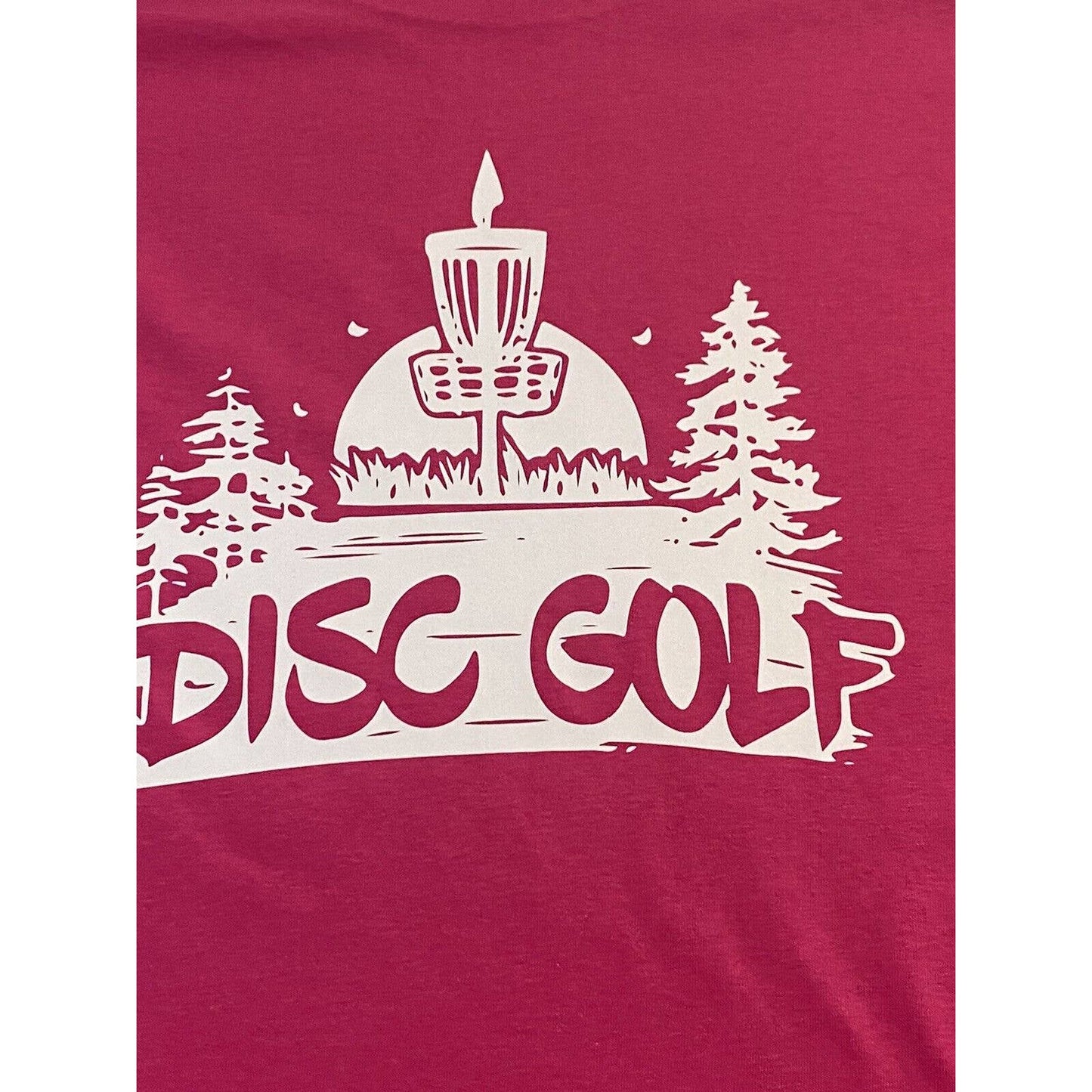 Disc Golf Shirt Basket Tree Scene SQUIRREL XL Graphic T-Shirt Gildan HOT PINK