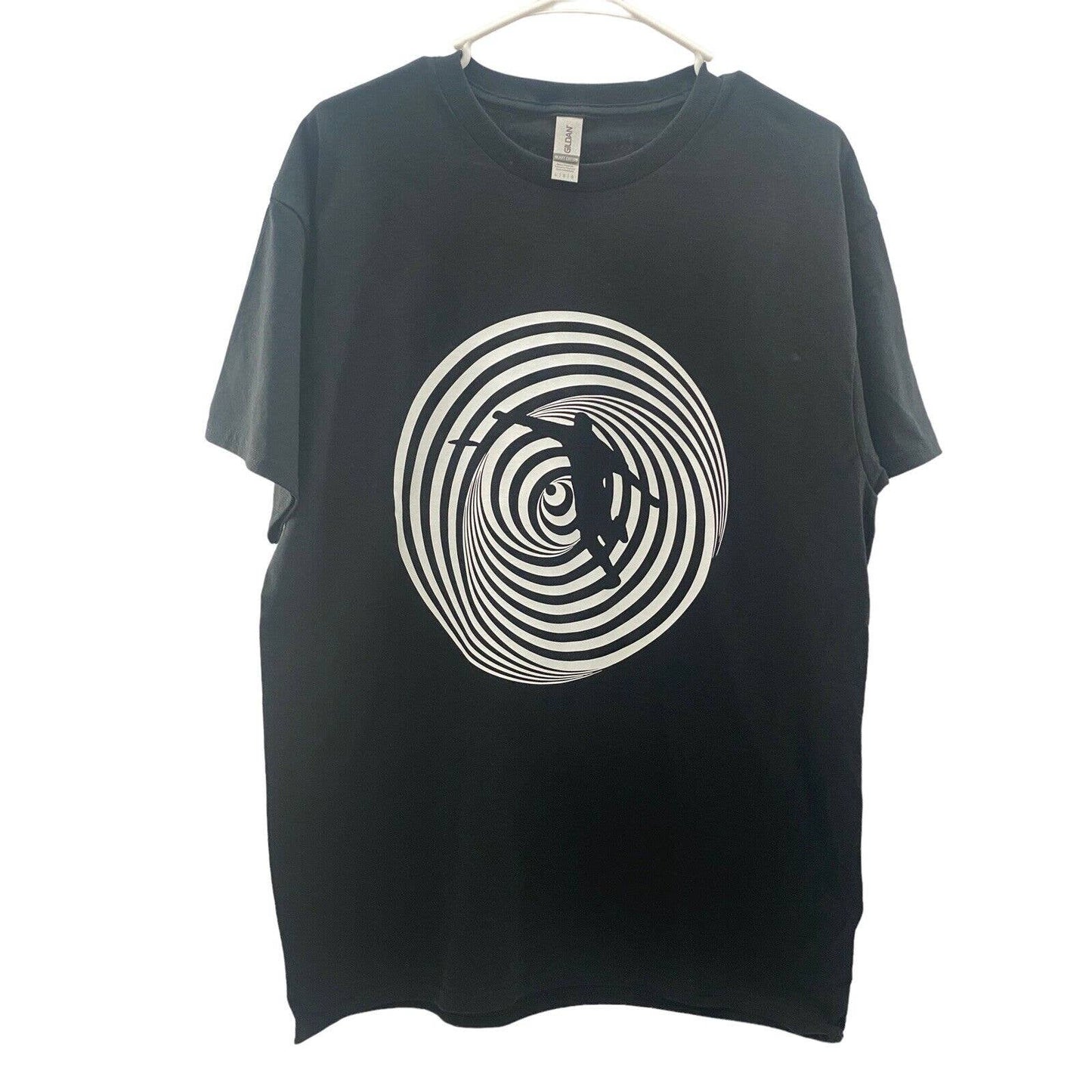 Disc Golf Shirt VERTIGO SWIRL Discgolfer Vinyl Custom Logo L T-Shirt Black