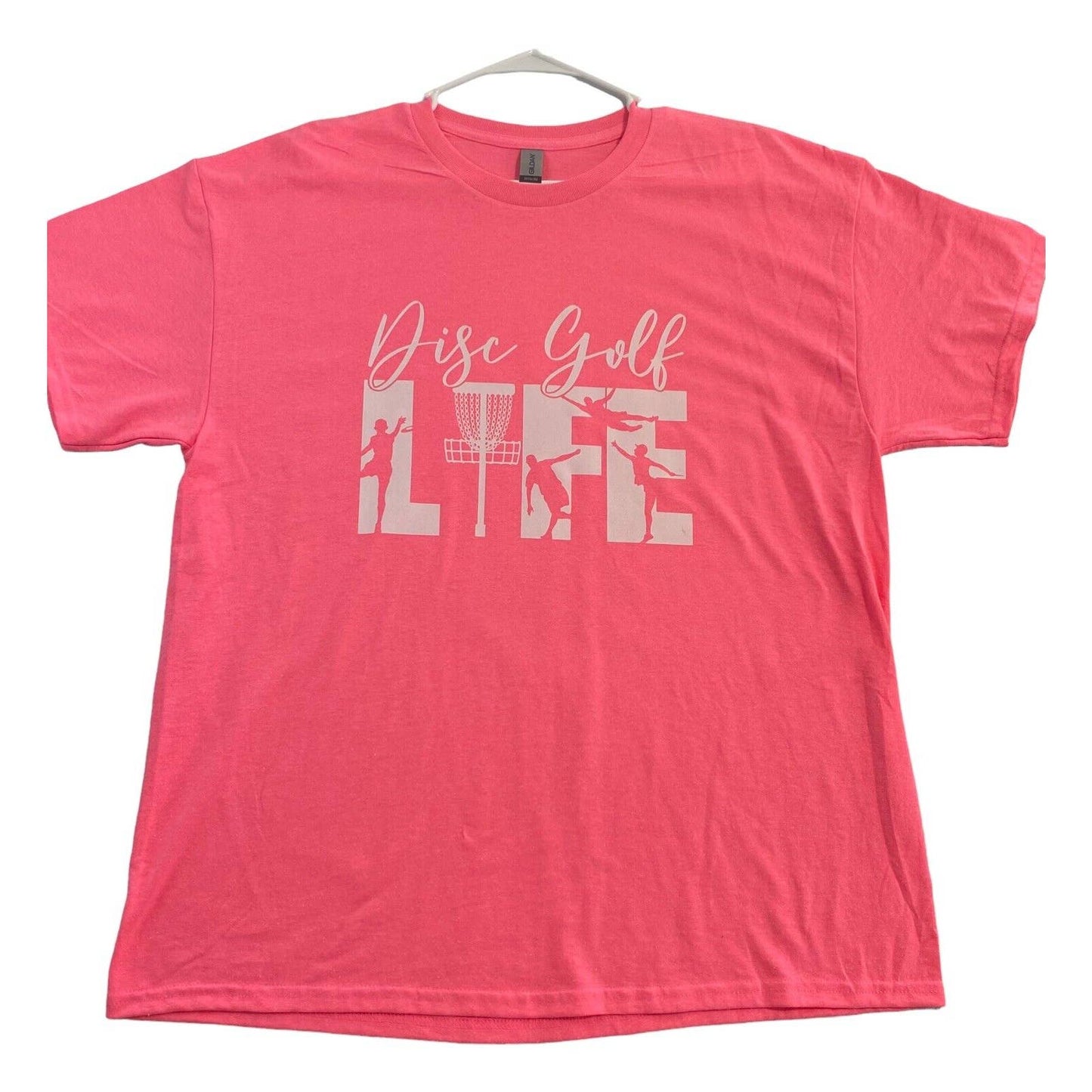 Disc Golf Shirt Disc GOLF LIFE Logo XL Graphic T-Shirt Gildan PINK