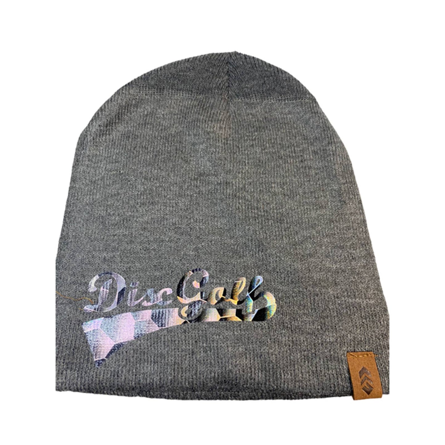 Disc Golf Affair Holographic Logo Knit Beanie Winter Disc Golf Hat Grey