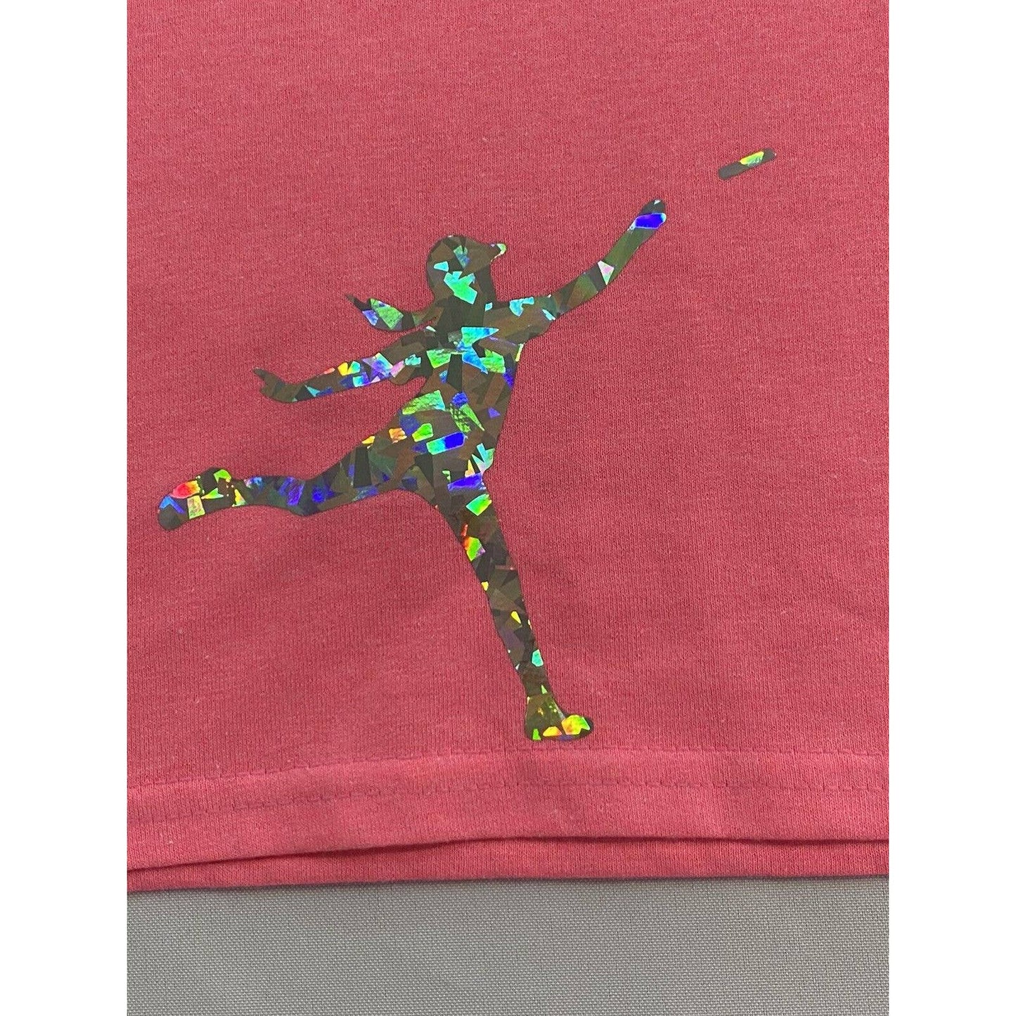 Disc Golf Shirt ADDICTED Holographic Logo L Graphic T-Shirt Gildan PINK