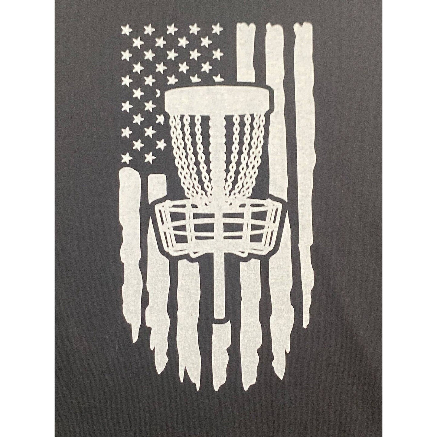 Disc Golf Shirt PATRIOTIC Flag Disc Golfer XL Graphic T-Shirt Gildan BLACK