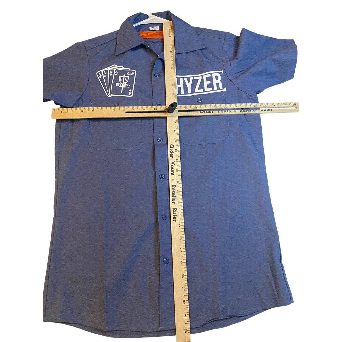 DISC GOLF HYZER Aces Shirt Work Mechanic Bowling Button Down Mens S Blue