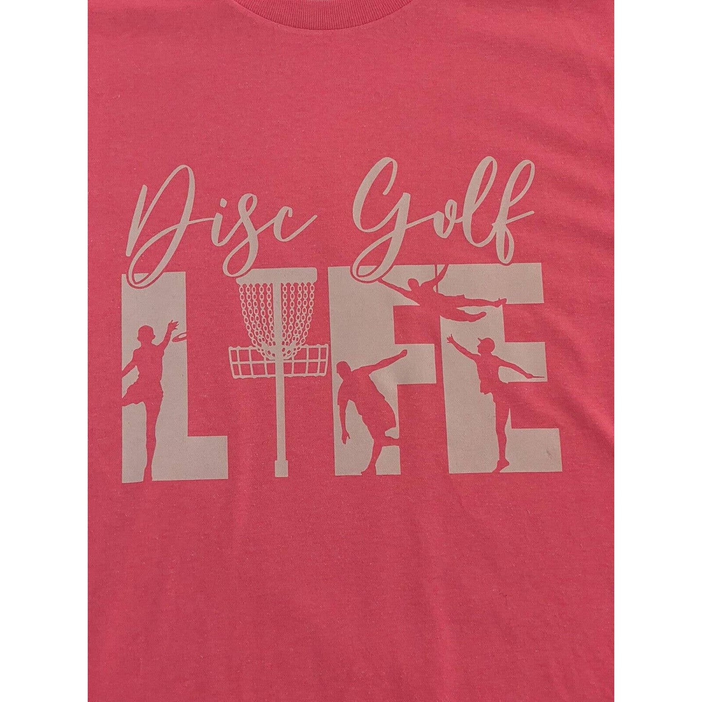 Disc Golf Shirt Disc GOLF LIFE Logo XL Graphic T-Shirt Gildan PINK