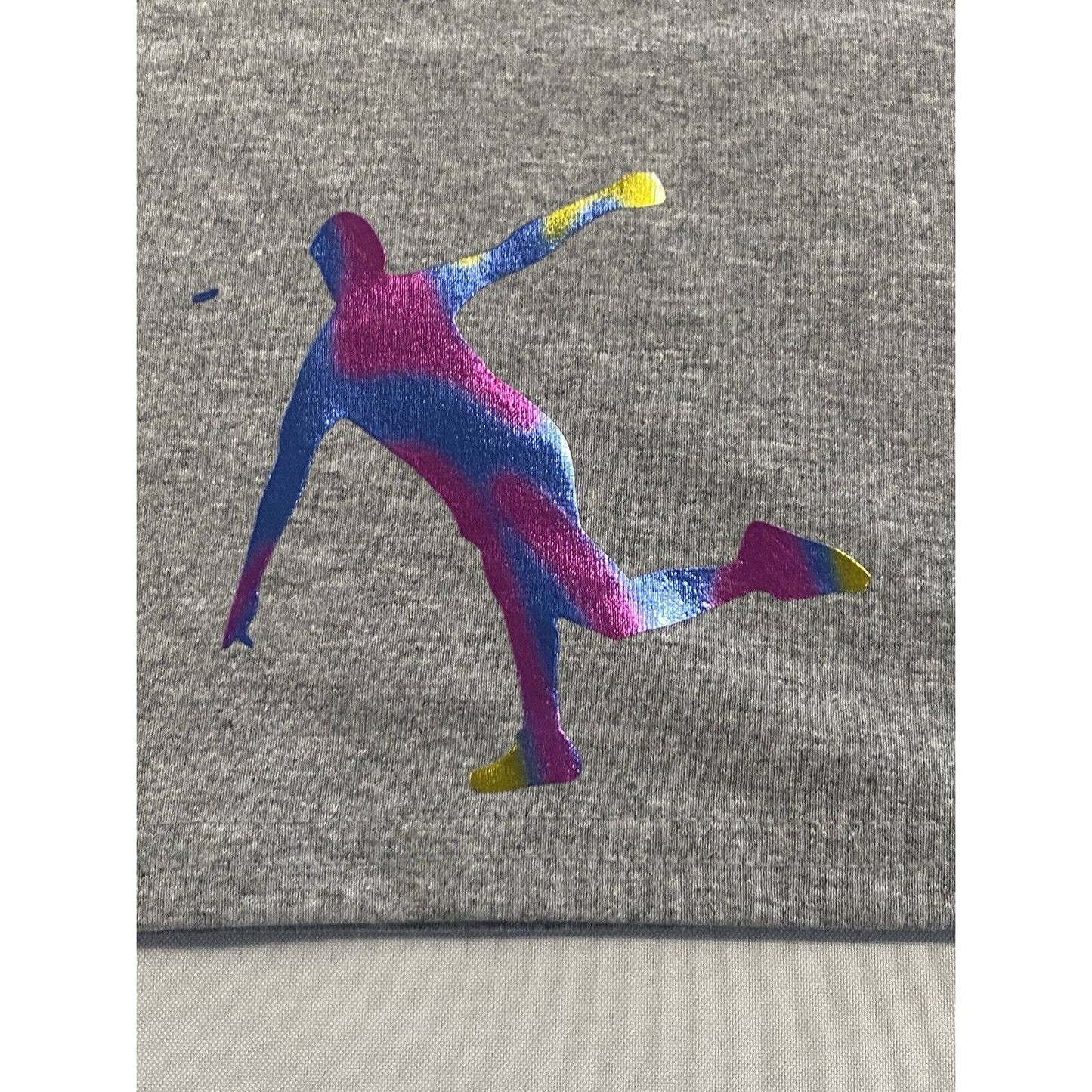 Disc Golf Shirt RAINBOW HOLOGRAPHIC BASKET Logo 2XL Graphic T-Shirt Gildan Grey