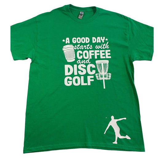 Disc Golf And Coffee DISC GOLFER Good Day L Graphic T-Shirt Gildan GREEN