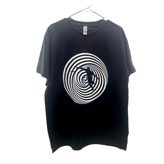 Disc Golf Shirt VERTIGO SWIRL Discgolfer Vinyl Custom Logo L T-Shirt Black