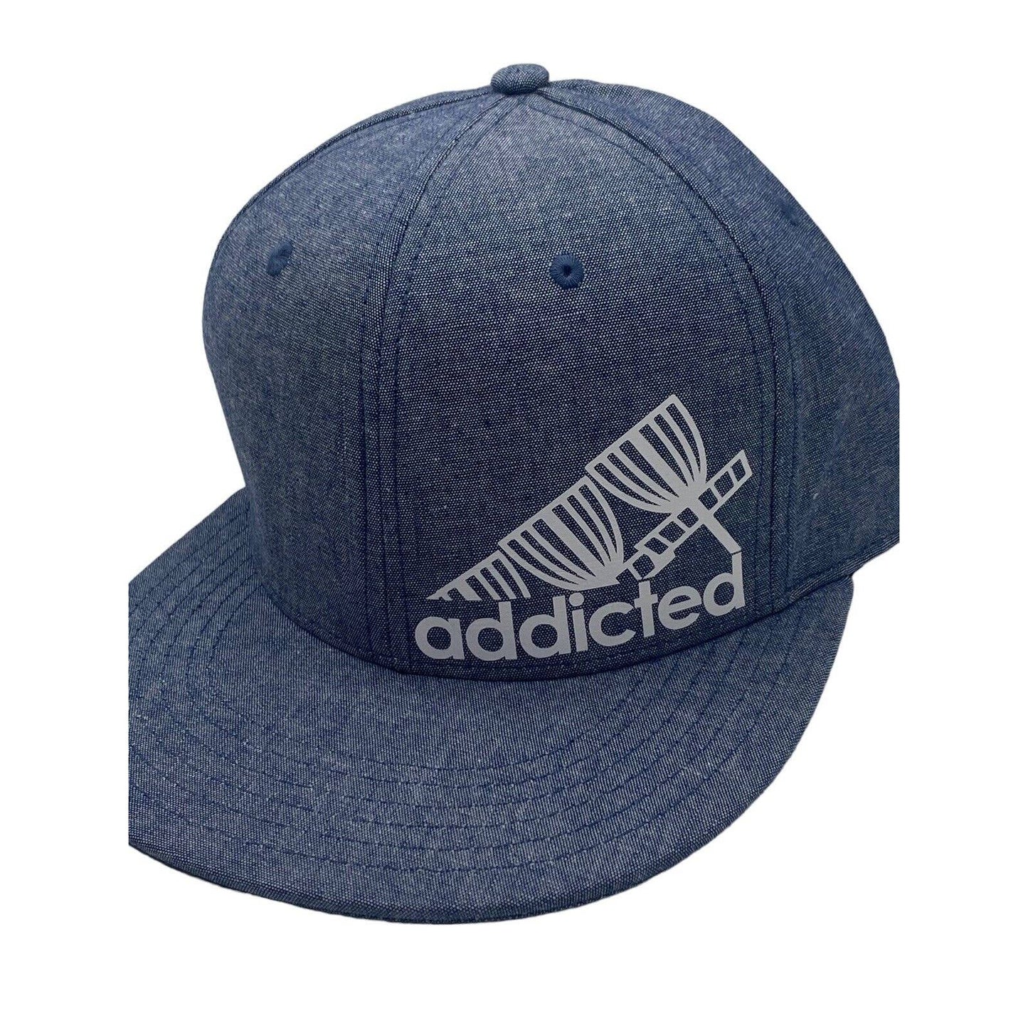 Disc Golf ADDICTED Hat Cap Adjustable Snap Back Vinyl Logo Blue