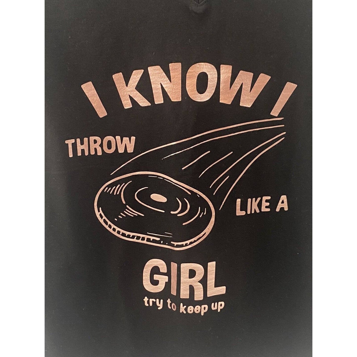 Disc Golf WOMENS V-Neck Shirt Throw Like A Girl BLACK Size 8