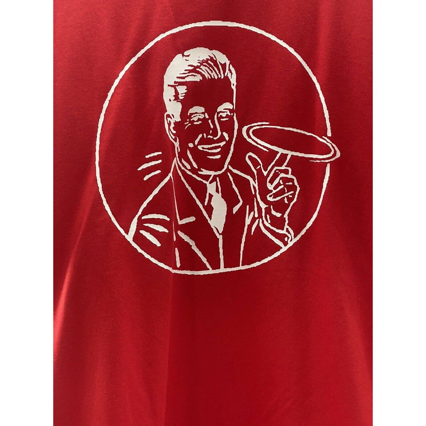 Disc Golf Shirt RETRO Man Spinning Disc Vinyl Custom Logo XL T-Shirt RED