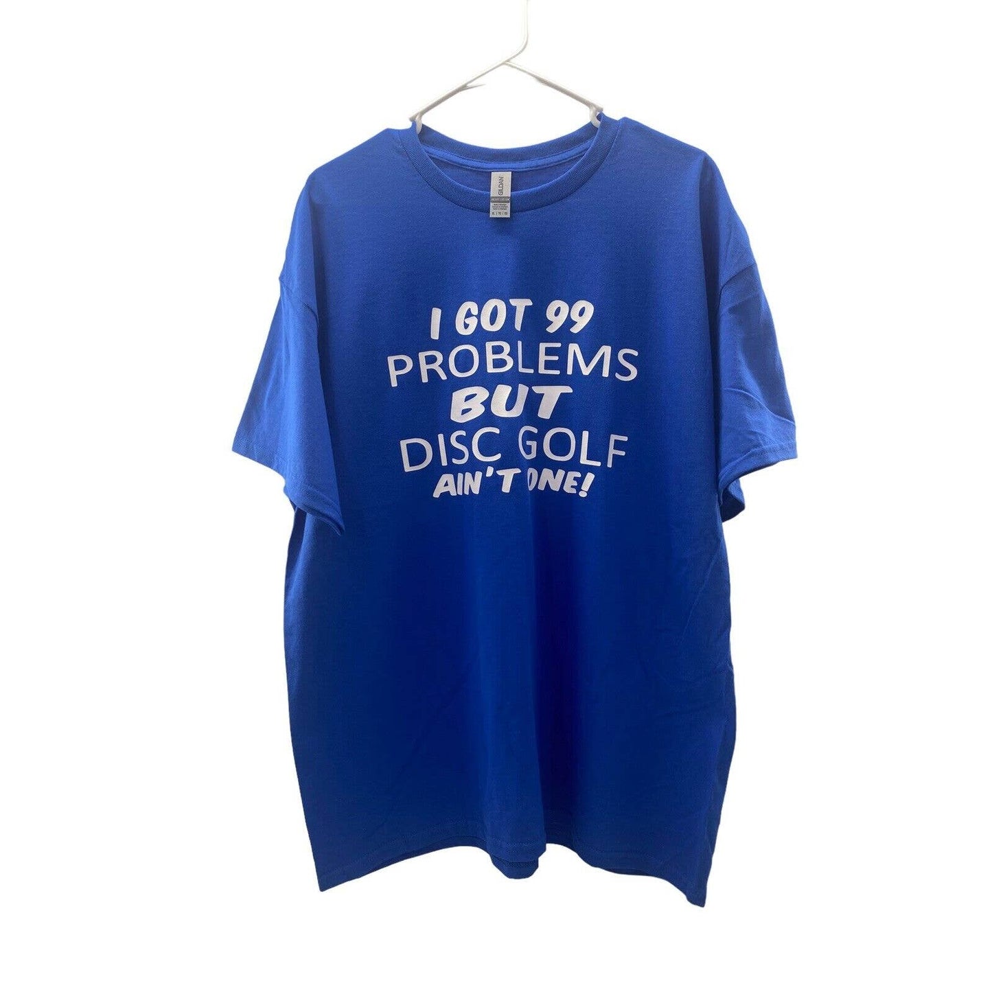 Disc Golf Shirt 99 PROBLEMS Disc Golf Custom Vinyl Logo XL T-Shirt Blue