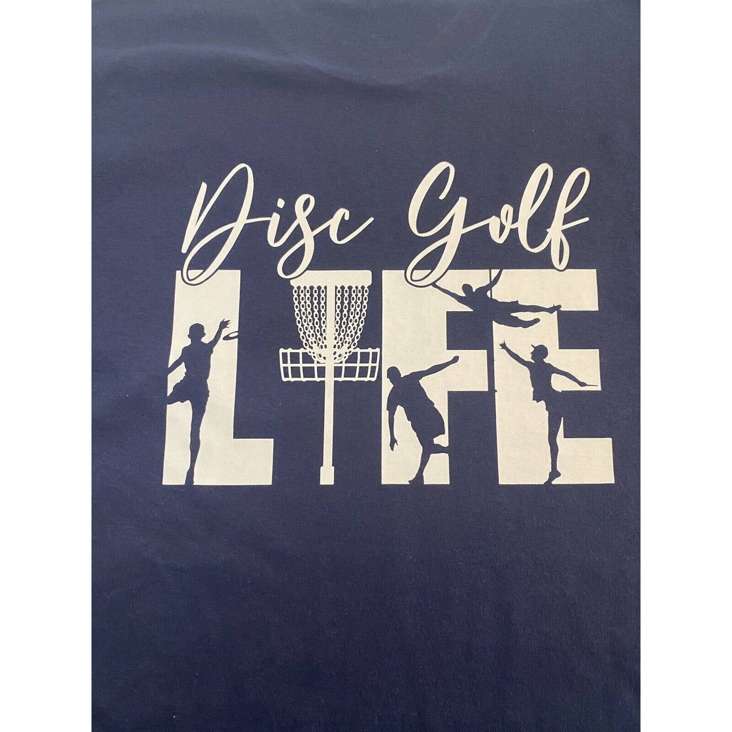 Disc Golf Shirt Disc GOLF LIFE Vinyl Logo XL Graphic T-Shirt Gildan BLUE