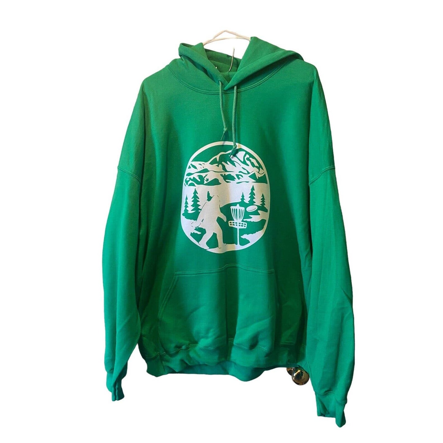 Disc Golf 3XL SASQUATCH Vinyl Logo Pullover Hoodie Sweatshirt Green